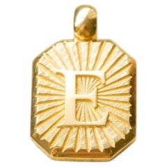 Vintage Inspired Alphabet Letter "E" Pendant 14K Solid Gold Heirloom Jewelry