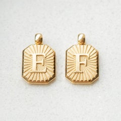 Vintage Inspired Alphabet Letter "F" Pendant 14K Solid Gold Heirloom Jewelry