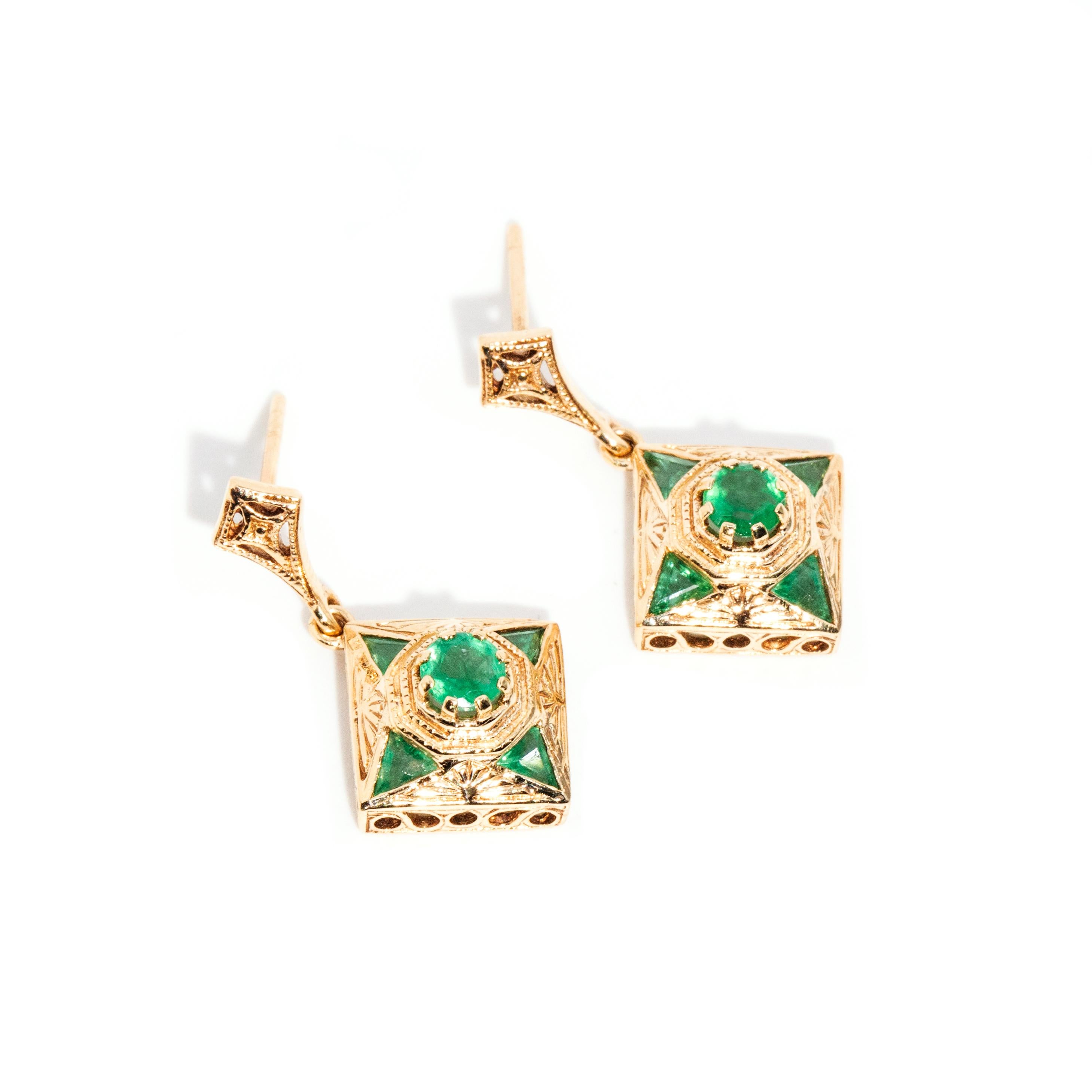 vintage emerald drop earrings