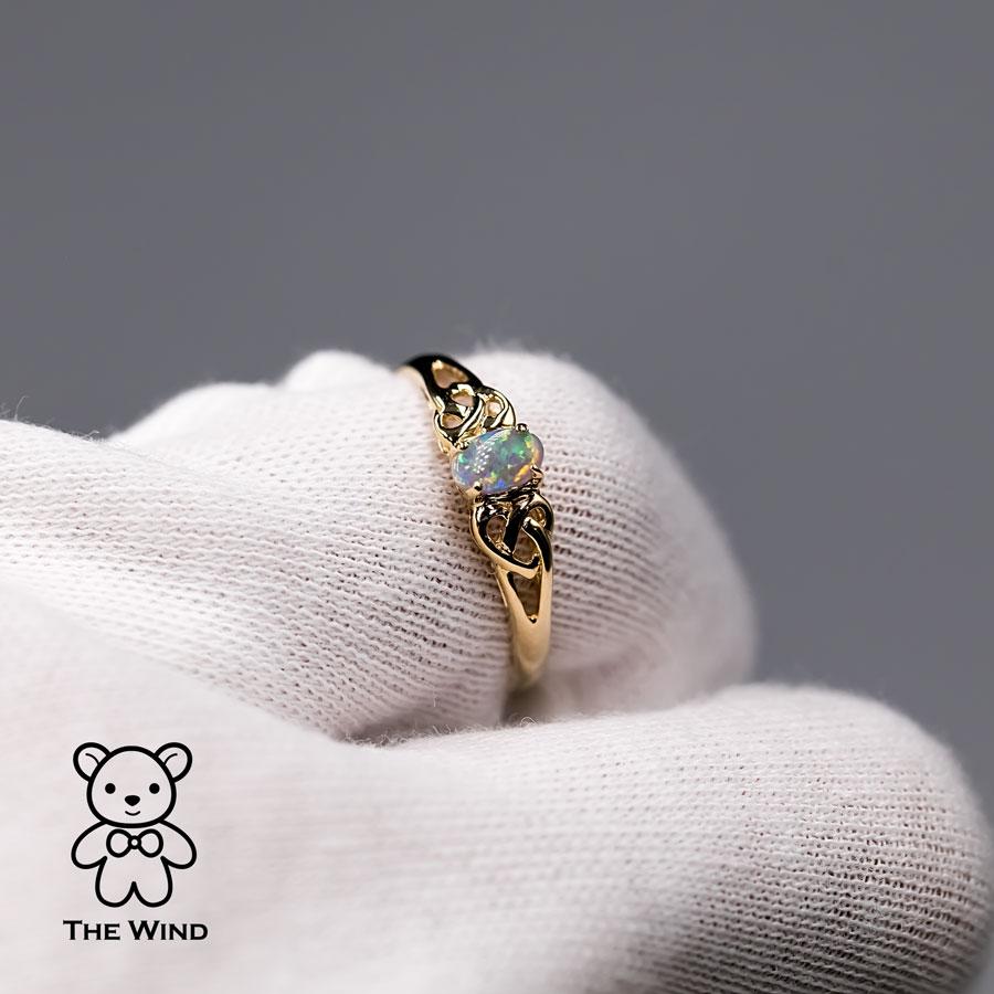Vintage inspirierter australischer massiver Opal Verlobungsring 14K Gold, Vintage für Damen oder Herren im Angebot