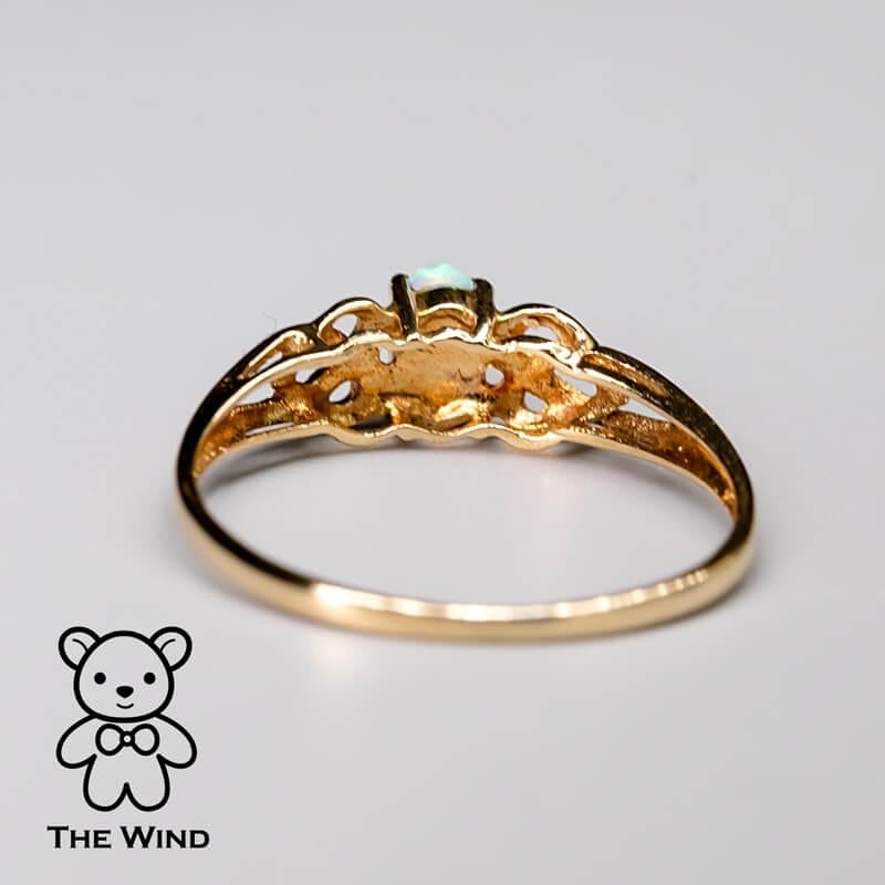 Vintage inspirierter australischer massiver Opal Verlobungsring 14K Gold, Vintage im Angebot 1
