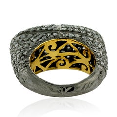 Vintage-Inspired Blackened Silver & 14K Gold Filigree Diamond Statement Band