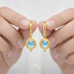 Vintage inspired blue topaz and colorless topaz drop earrings silver, gold