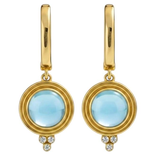 Vintage-inspirierte Ohrringe aus blauem Topas und farblosem Topas, Silber, Gold