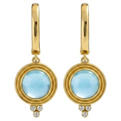 Vintage inspired blue topaz and colorless topaz drop earrings silver, gold