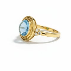Vintage inspired Blue Topaz and Colorless Topaz Ring in silver, gold