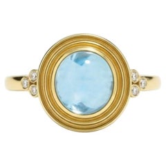 Vintage By Blauer Topas und farbloser Topas Ring aus Silber, Gold