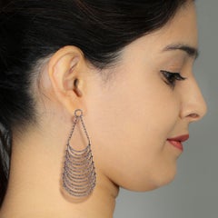 Vintage Inspired Cascading Diamonds Multi-Tier Chandelier Earrings In 14K Gold