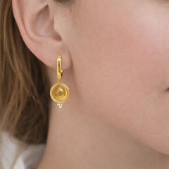Vintage inspired citrine and colorless topaz drop earrings silver, gold