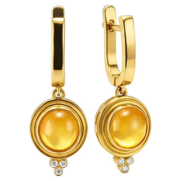 Vintage inspired Citrine and Colorless Topaz Drop Earrings silver, gold