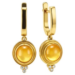 Orecchini a goccia d'ispirazione vintage con citrino e topazio incolore, argento e oro