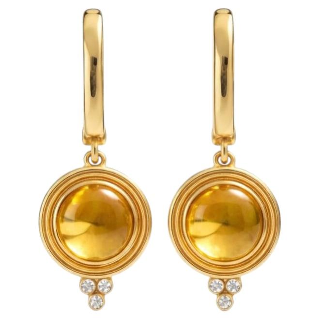 Vintage inspired citrine and colorless topaz drop earrings silver, gold