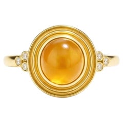 Vintage inspired Citrine and Topaz Ring in silver, gold
