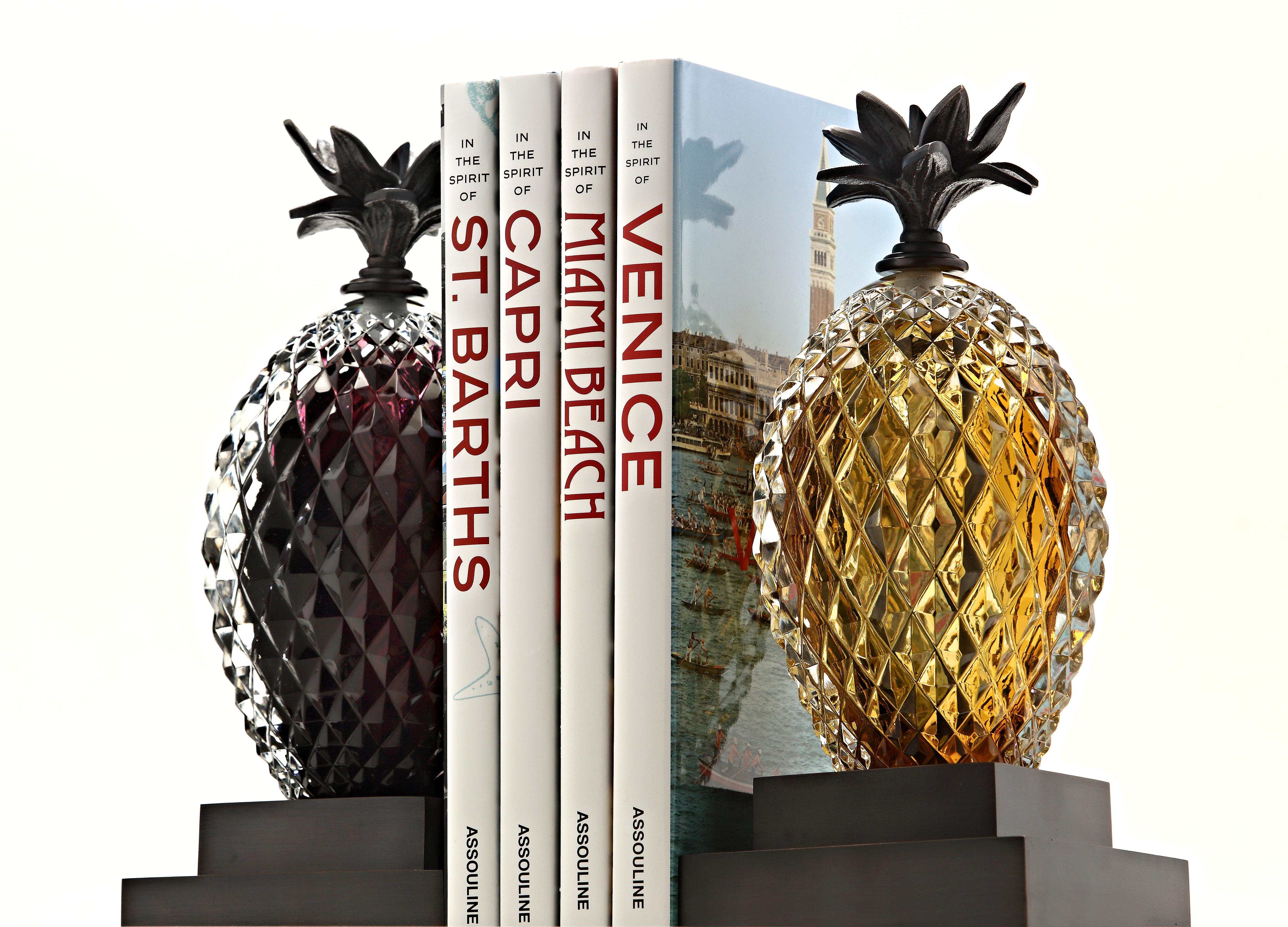 Vintage Inspired Contemporary Pineapple Glass Bookend in Amber In New Condition In Istanbul, TR