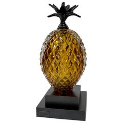 Vintage Inspired Contemporary Pineapple Glass Bookend in Amber