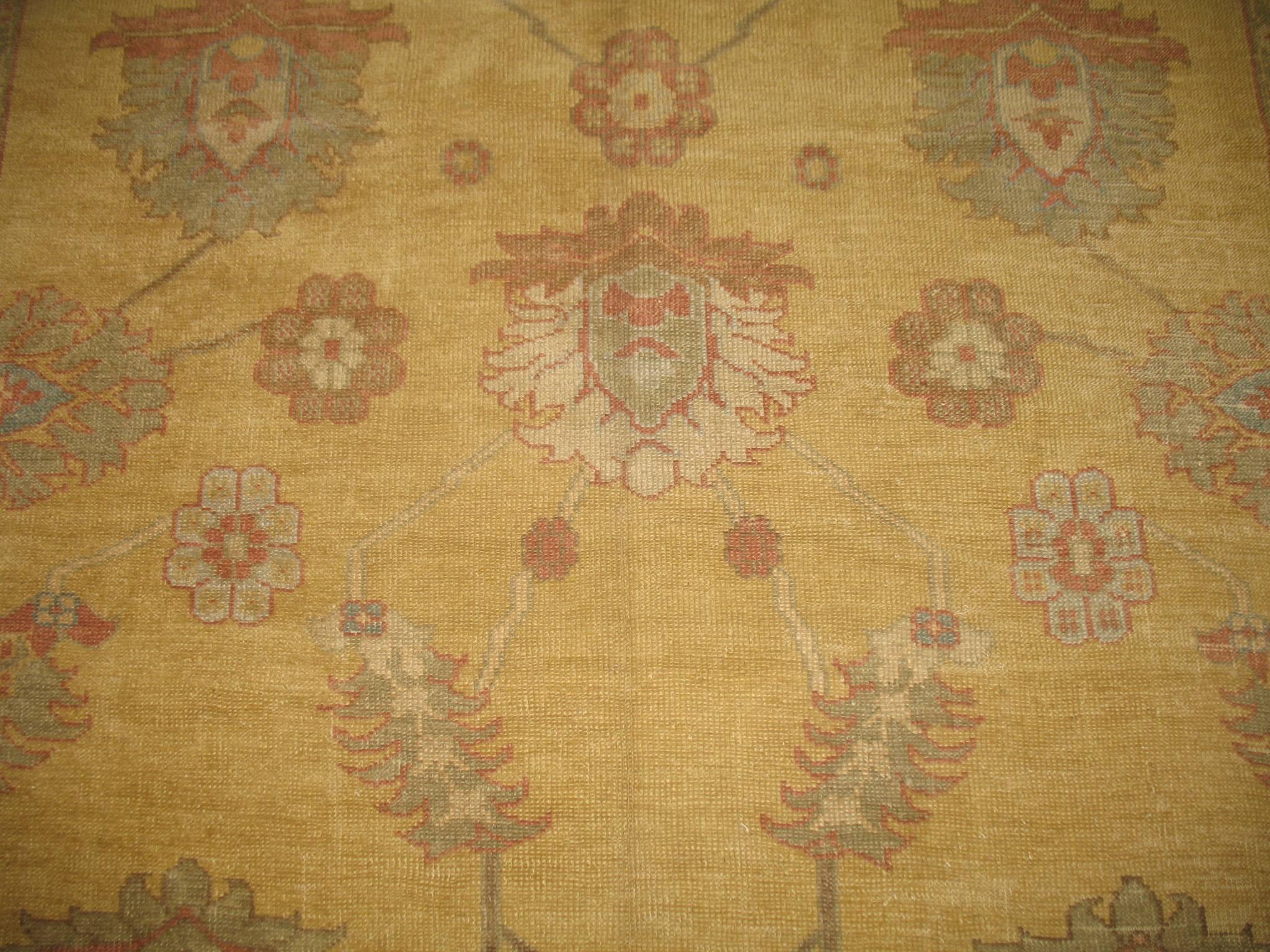 Vintage Inspired Corridor Size Turkish Oushak Rug In Excellent Condition For Sale In New York, NY