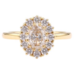 Vintage Inspired Diamond 18K Yellow Gold Cluster Ring