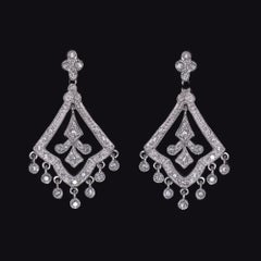 Vintage-Inspired Diamond Chandelier Earrings in 14K White Gold – 0.50 Carat