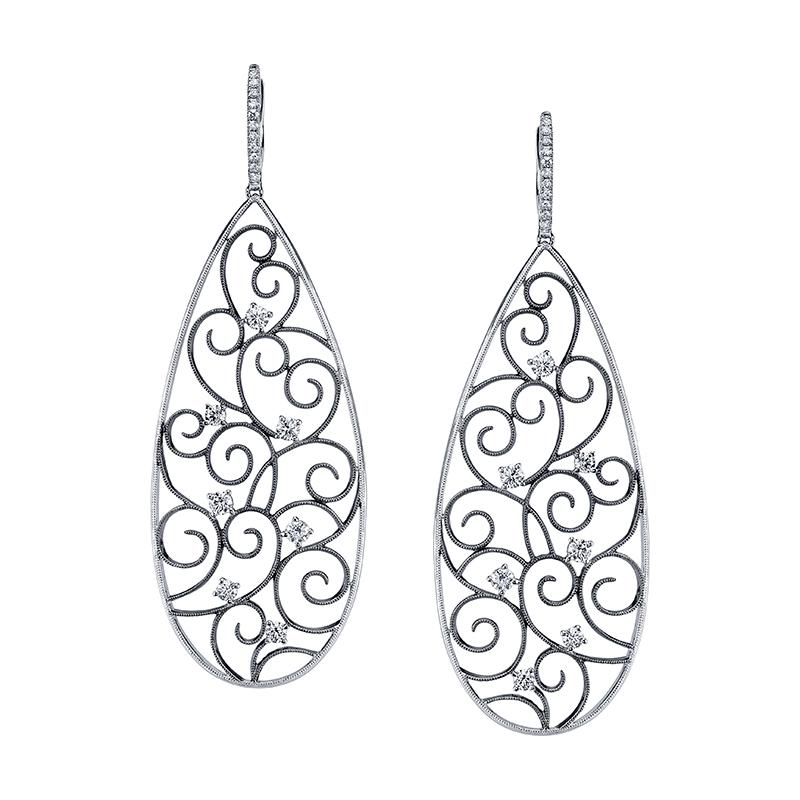 Vintage Inspired Diamond Drop Earrings ER675 For Sale at 1stDibs