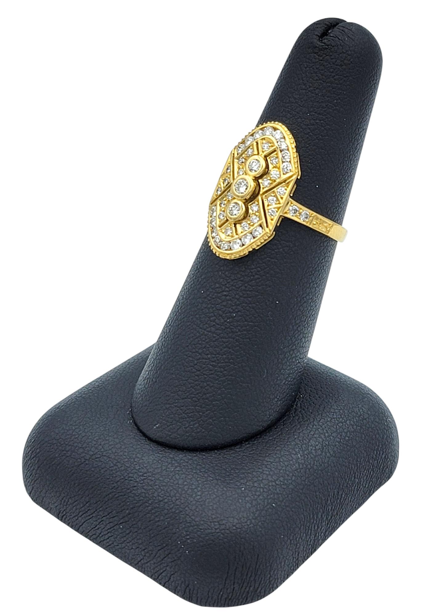 Vintage Inspired Diamond Geometric Cocktail Ring with Cut-Outs in 18 Karat Gold For Sale 6