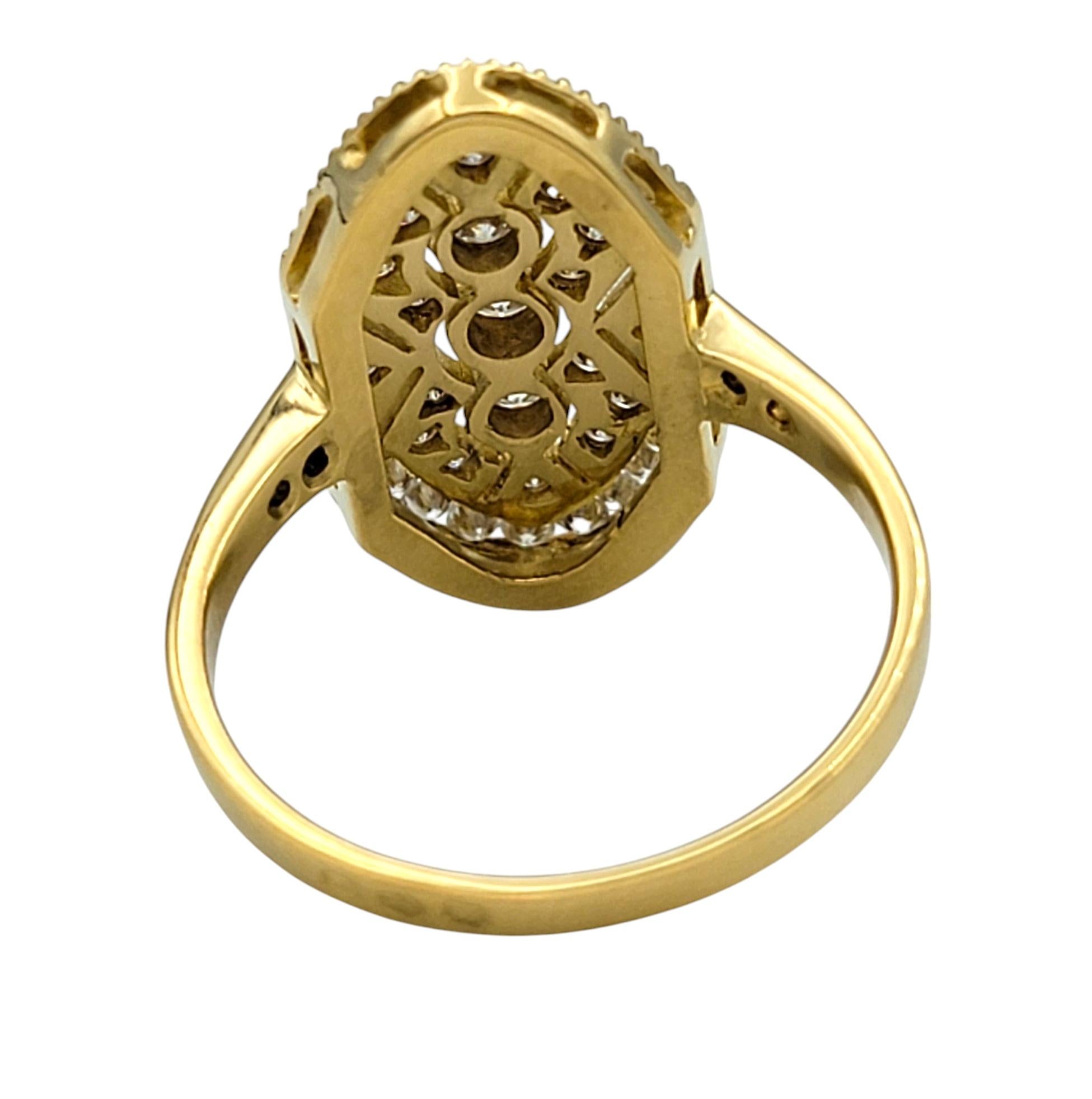 Vintage Inspired Diamond Geometric Cocktail Ring with Cut-Outs in 18 Karat Gold For Sale 1