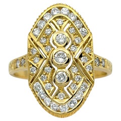 Geometrischer Vintage-Cocktailring mit Diamanten im Vintage-Stil mit Ausschnitten aus 18 Karat Gold