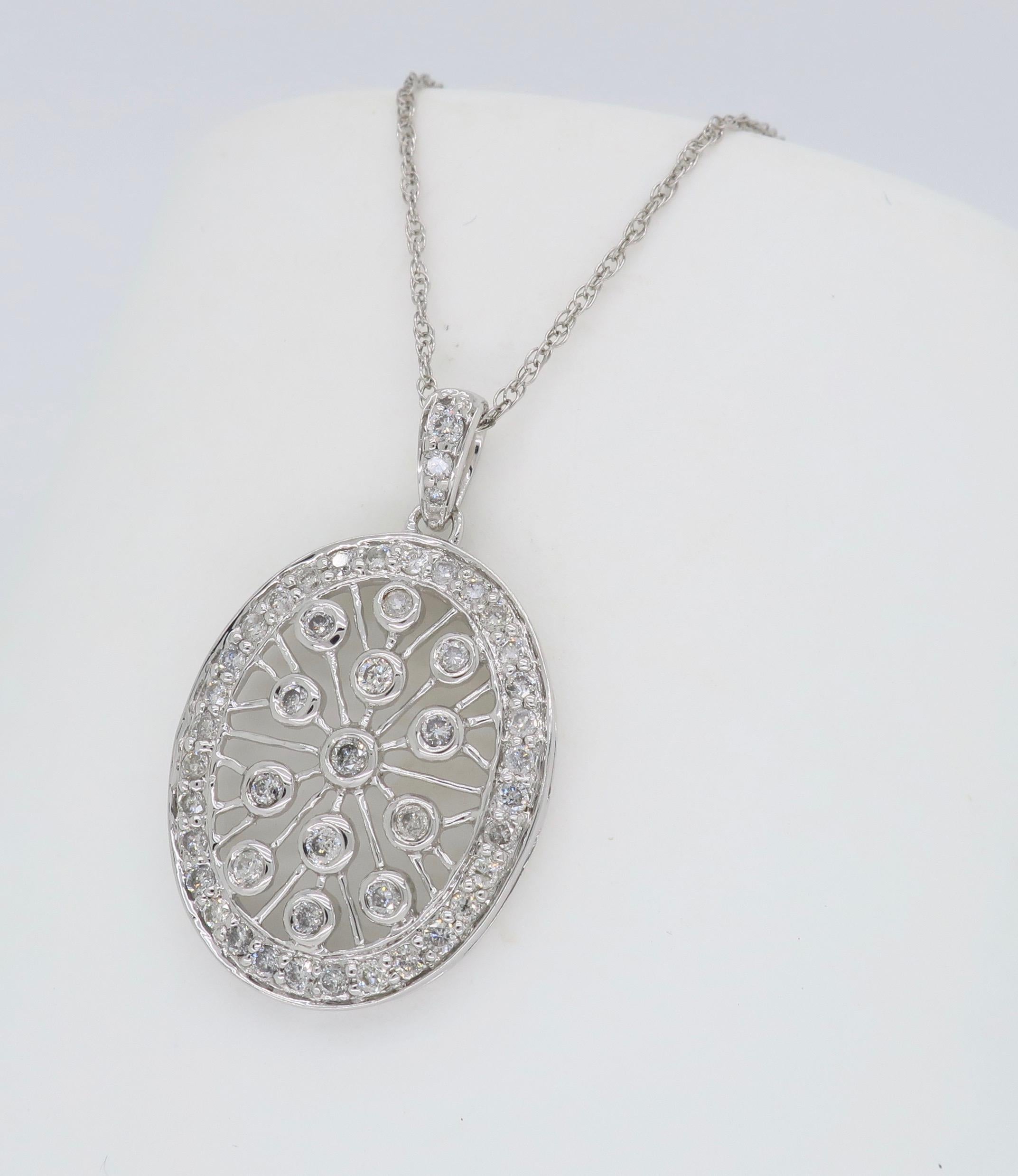 Round Cut Vintage Inspired Diamond Pendant Necklace