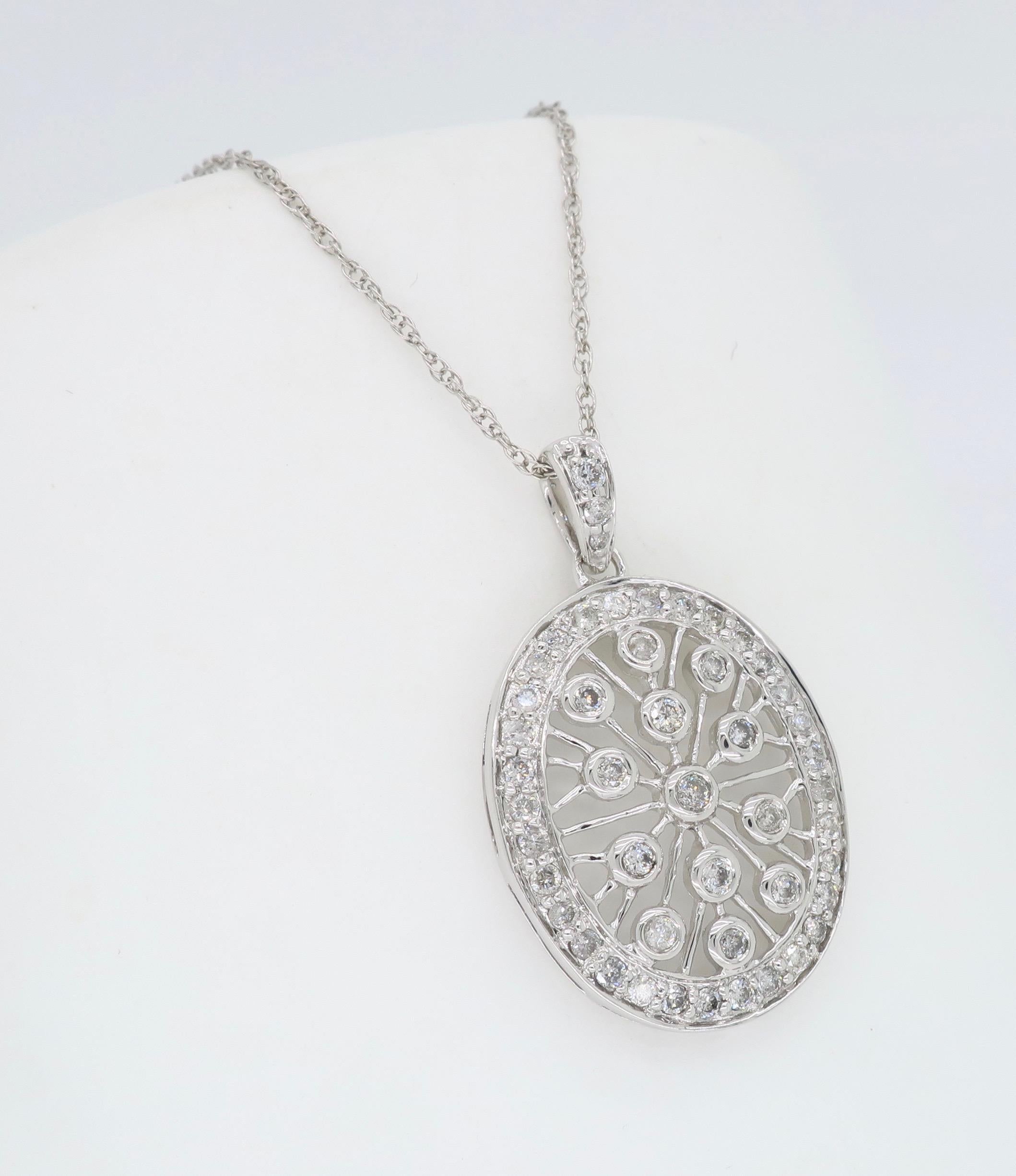 Vintage Inspired Diamond Pendant Necklace In New Condition In Webster, NY