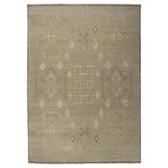 Vintage-Inspired Distressed Rug with Tribal Style