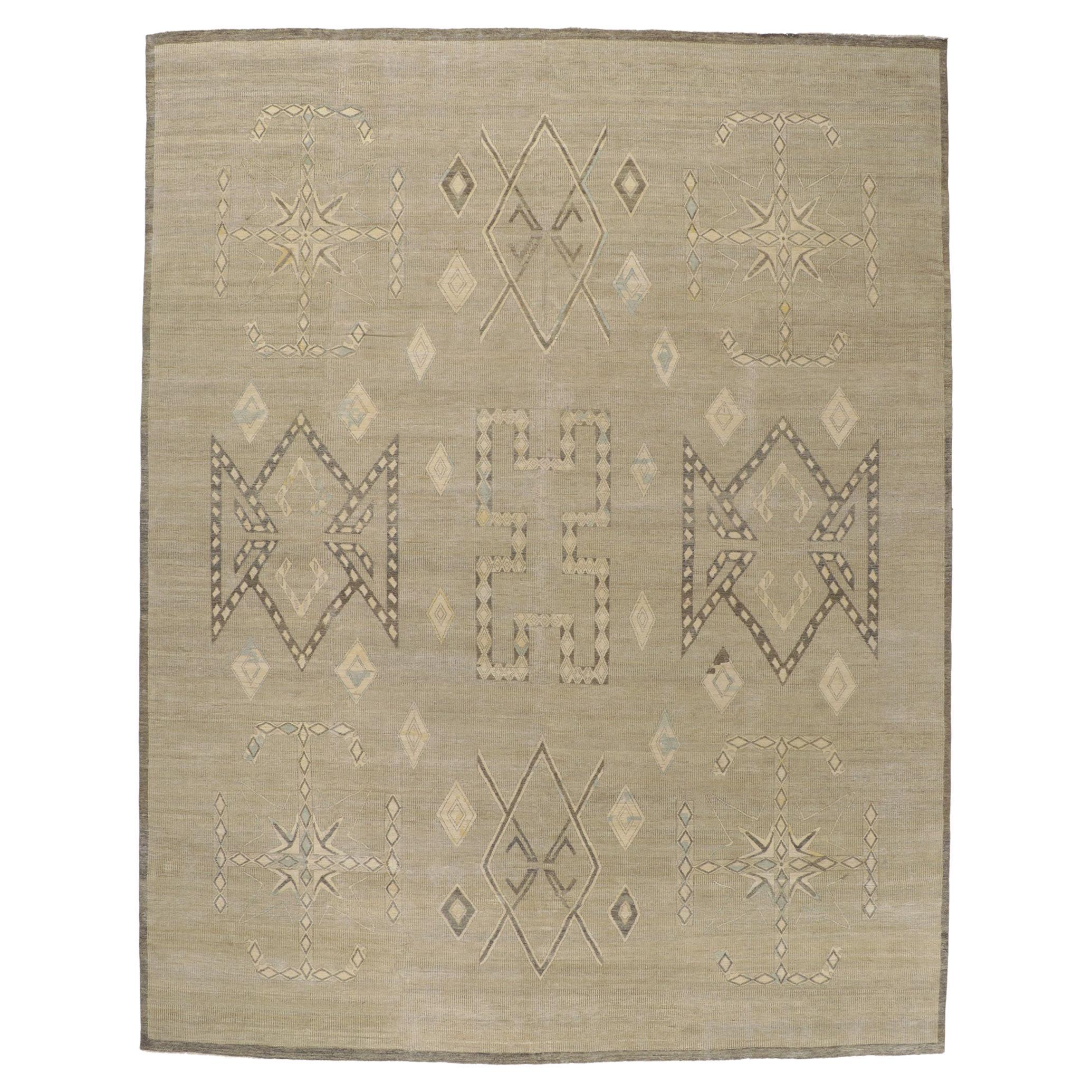 Tapis vieilli d'inspiration vintage avec style tribal