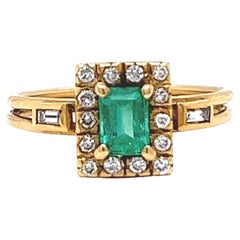 Vintage 0.50 Carat Emerald Diamond 14 Karat Yellow Gold Ring