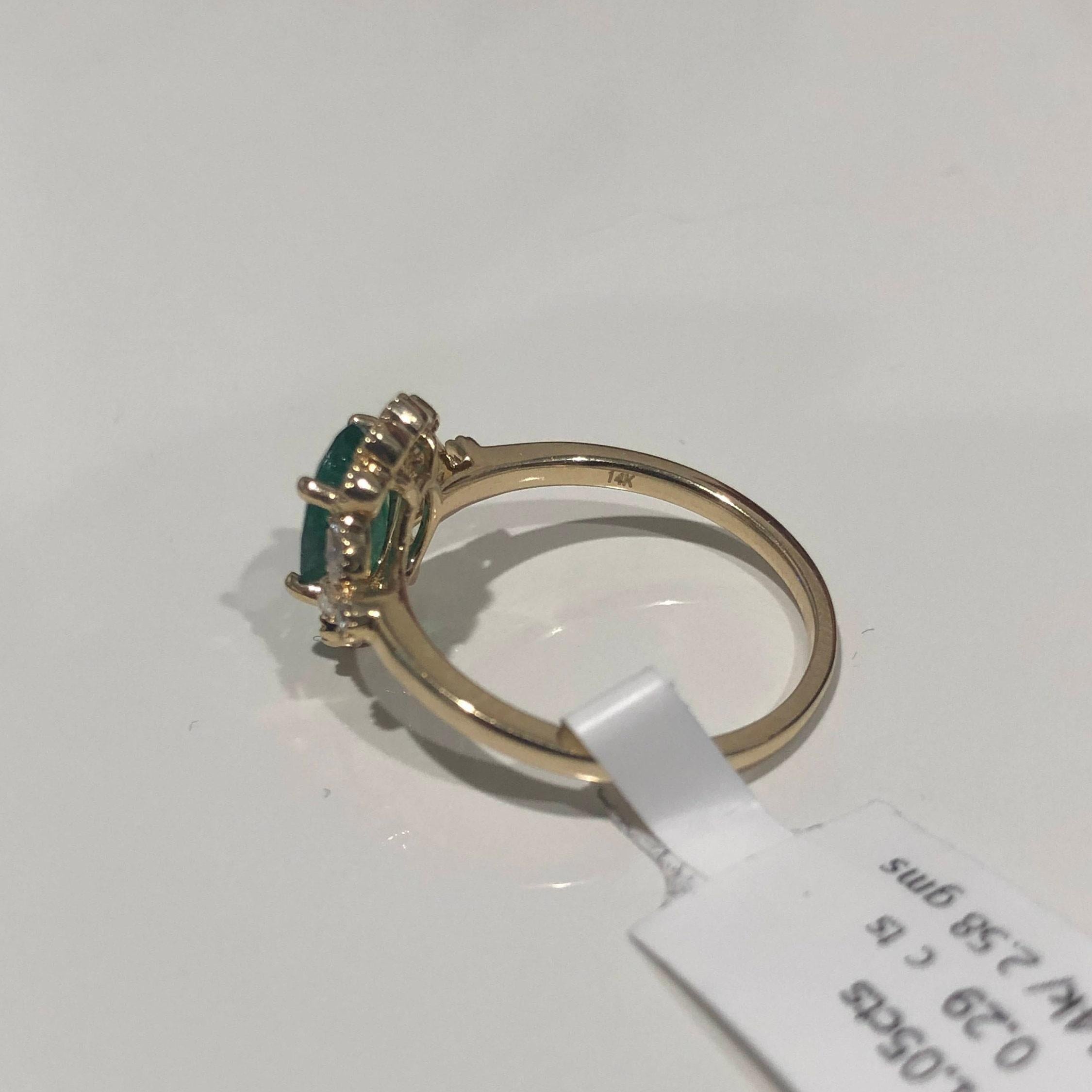 Vintage Inspired Emerald Ring w Earth Mined Diamonds in Solid 14K Gold Oval 8x6 2