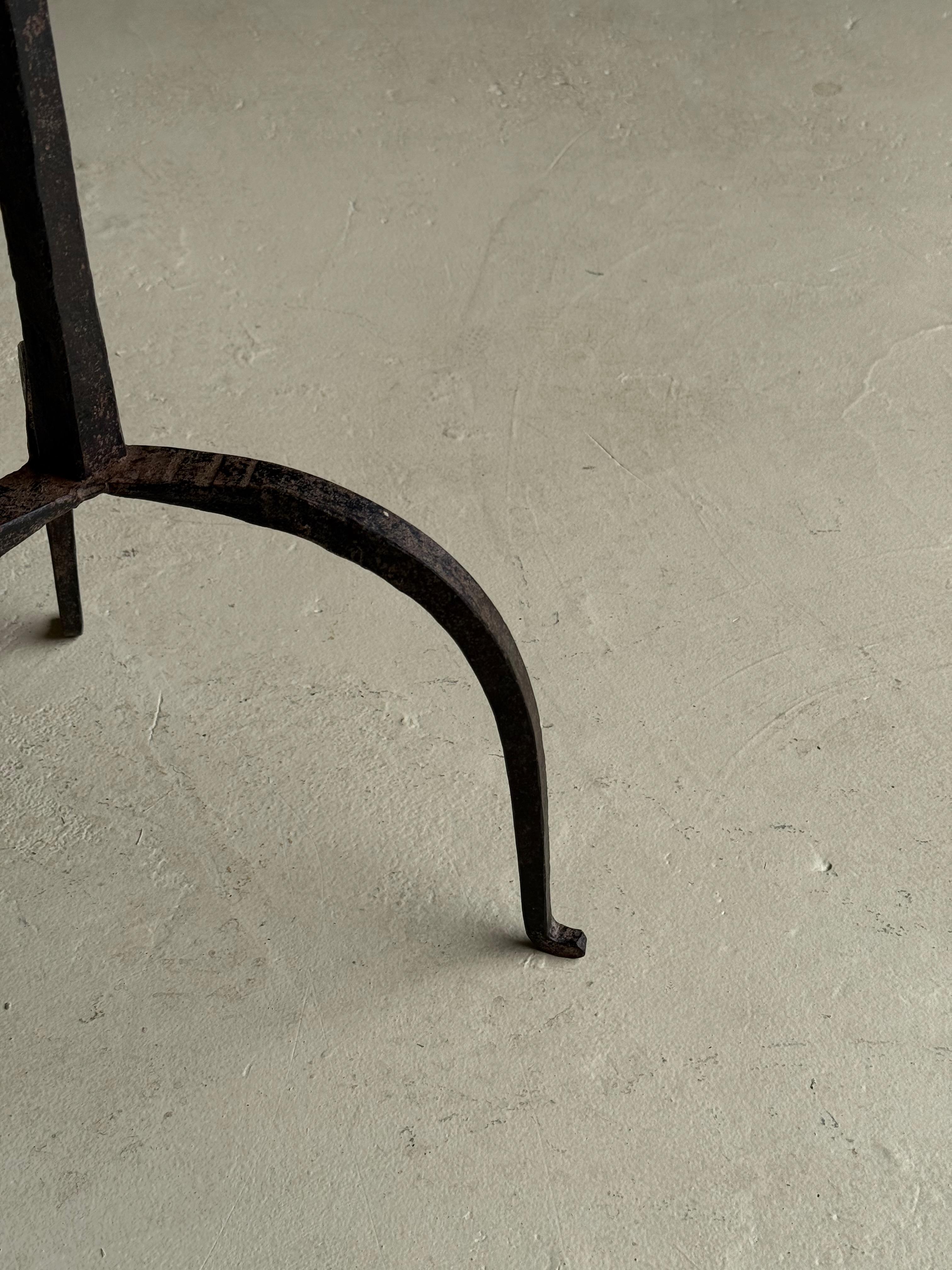 Vintage-Inspired French Iron Drinks Table with Dark Gilt Patina For Sale 4