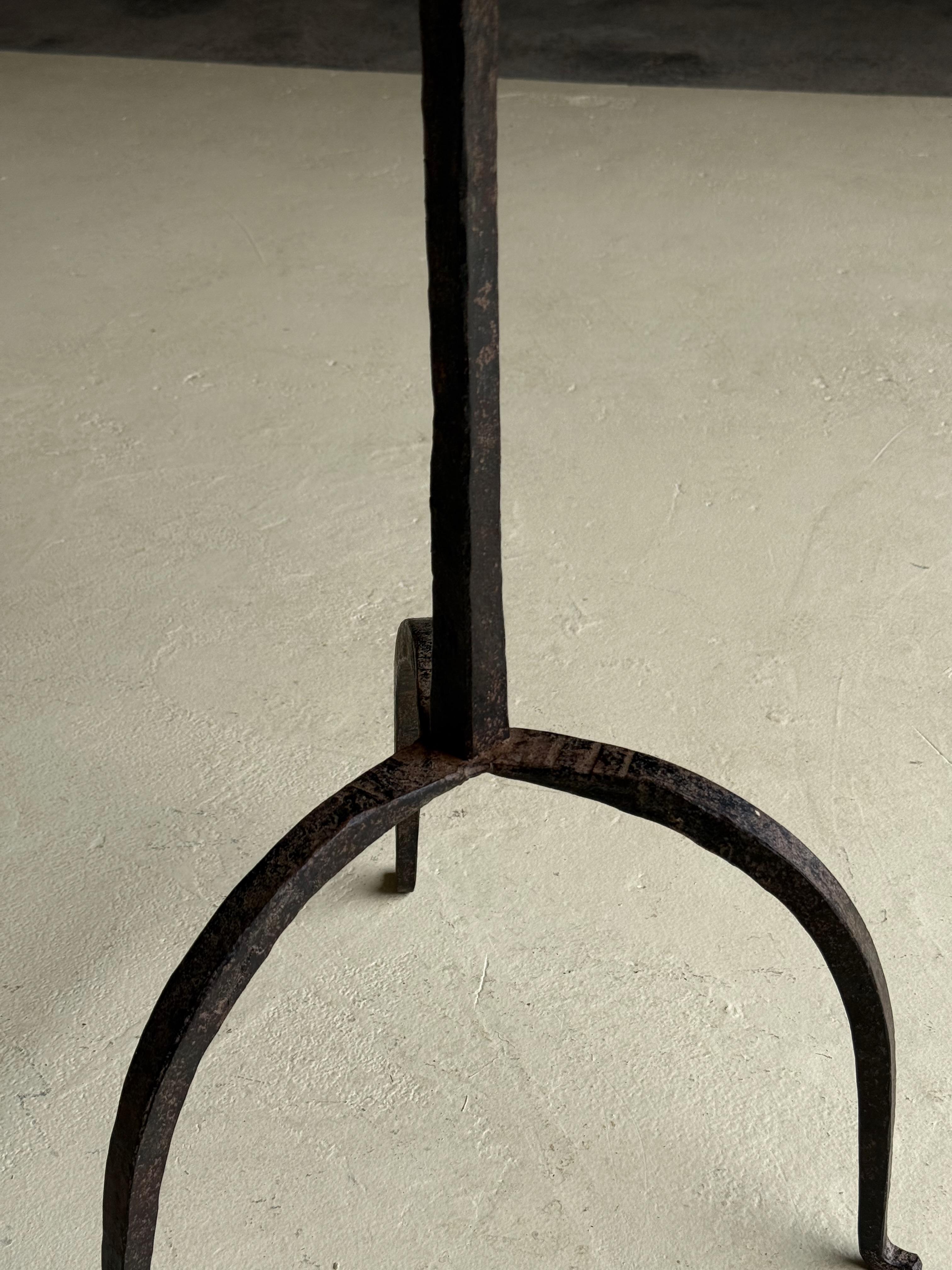Vintage-Inspired French Iron Drinks Table with Dark Gilt Patina For Sale 7