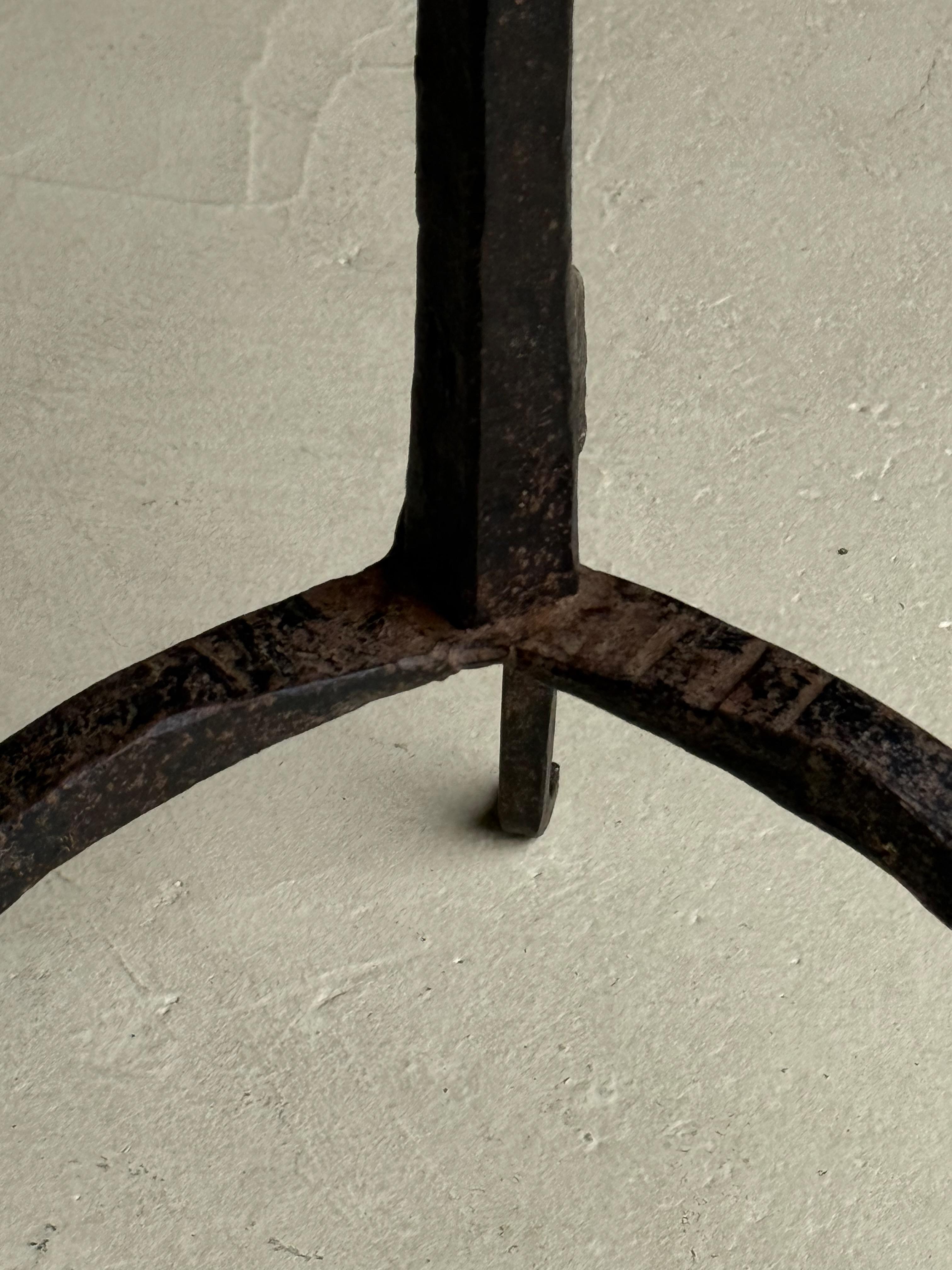 Vintage-Inspired French Iron Drinks Table with Dark Gilt Patina For Sale 8