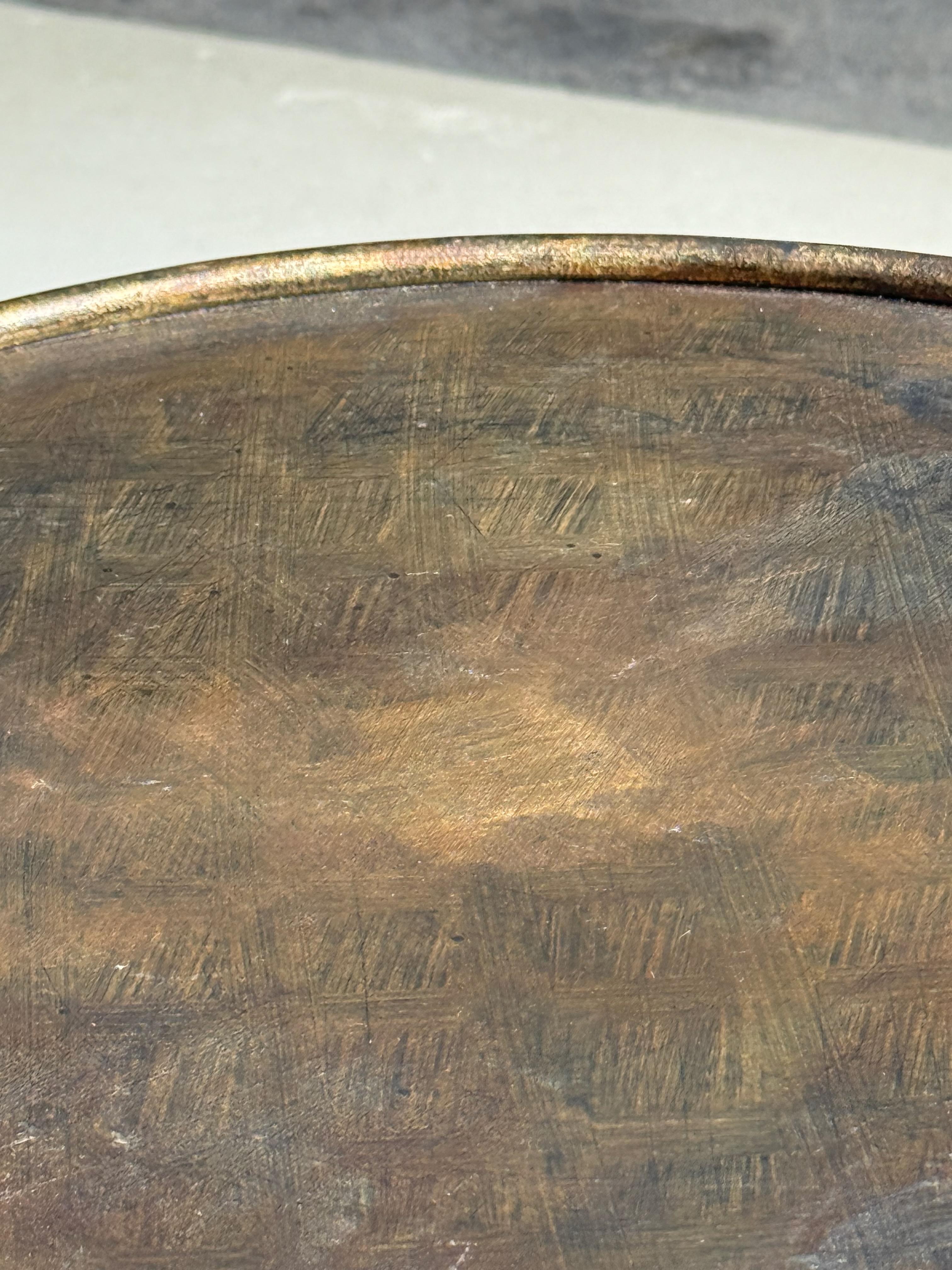 Vintage-Inspired French Iron Drinks Table with Dark Gilt Patina For Sale 9