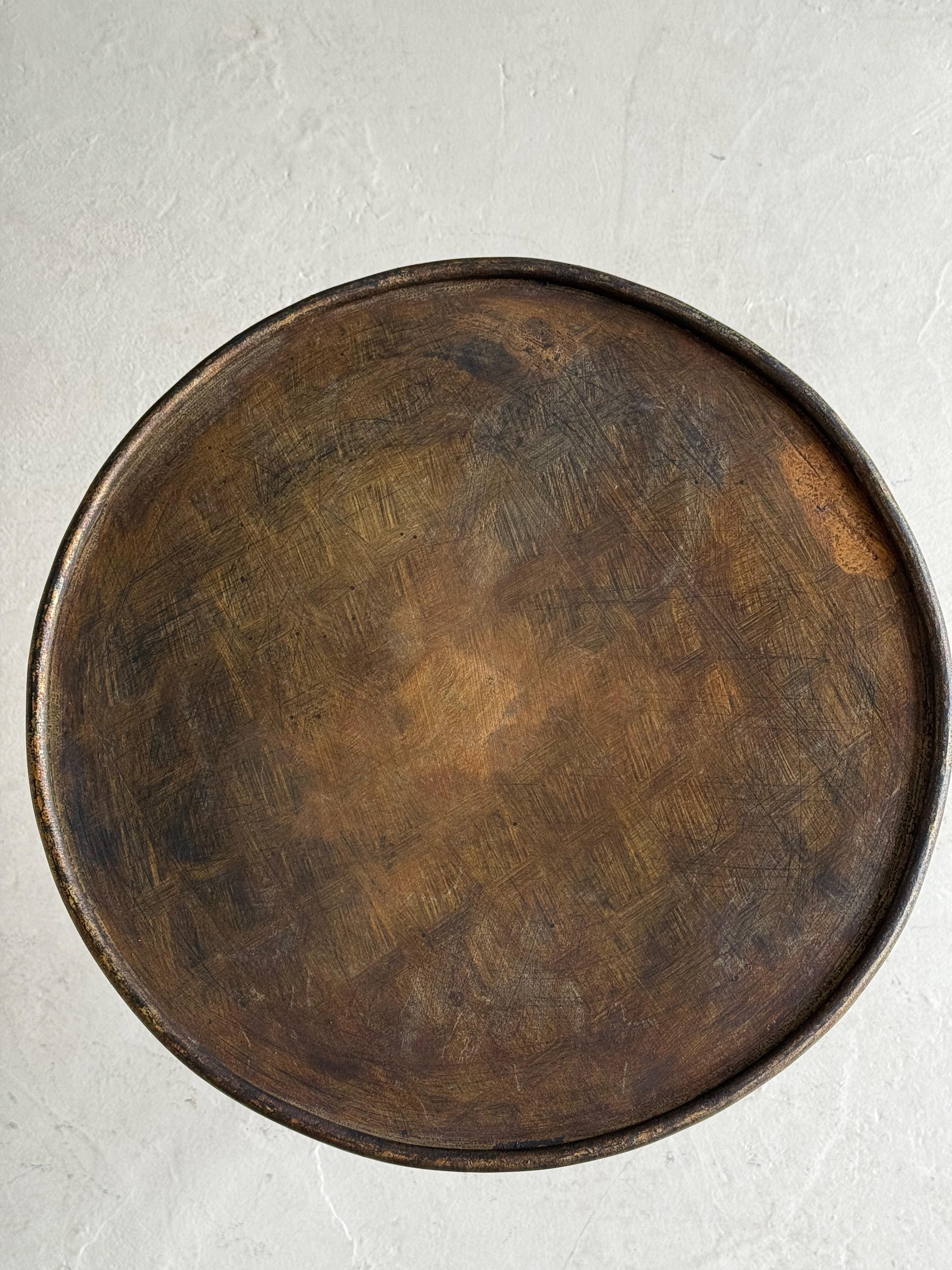 Vintage-Inspired French Iron Drinks Table with Dark Gilt Patina For Sale 10