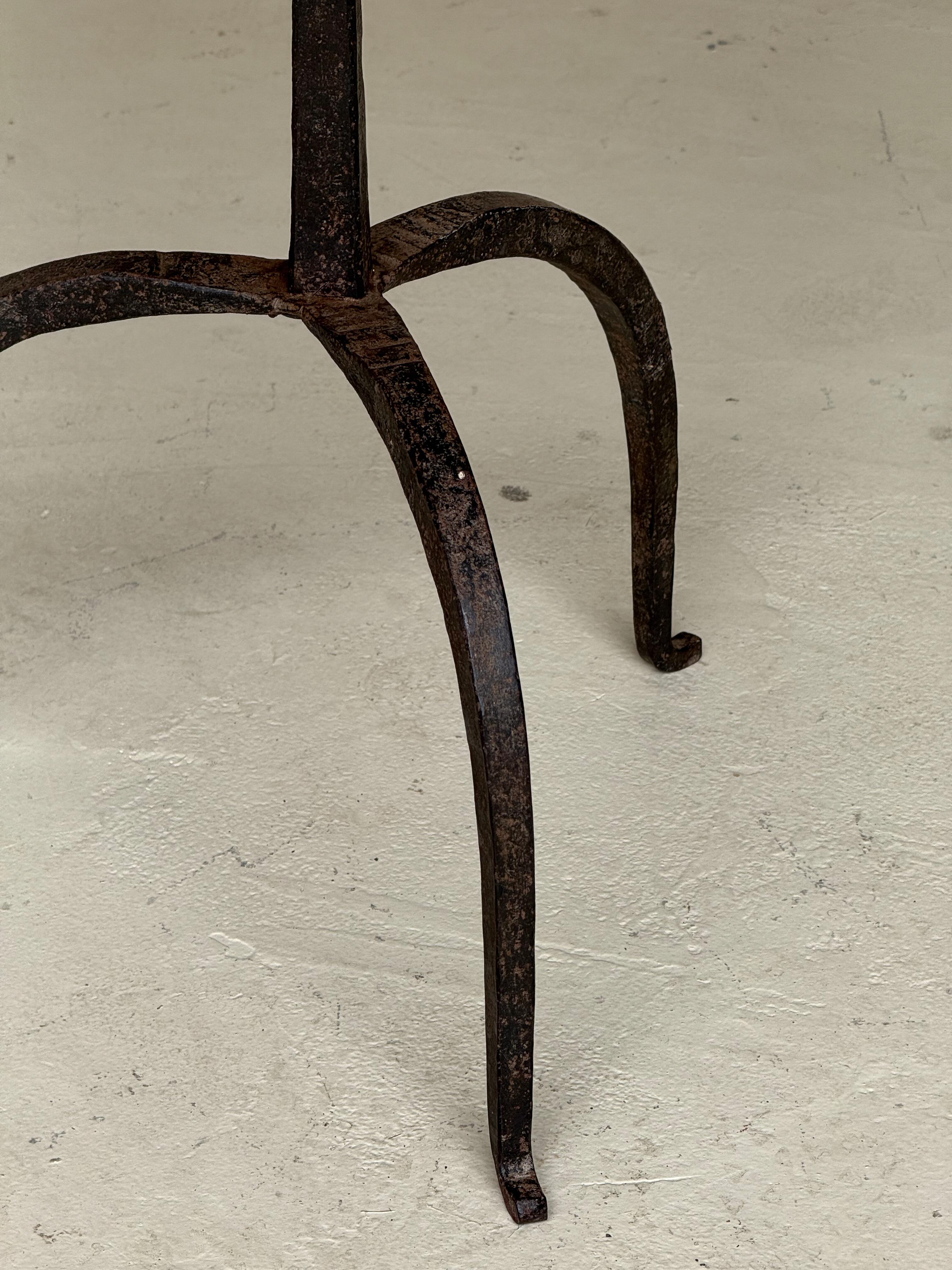 Forged Vintage-Inspired French Iron Drinks Table with Dark Gilt Patina For Sale
