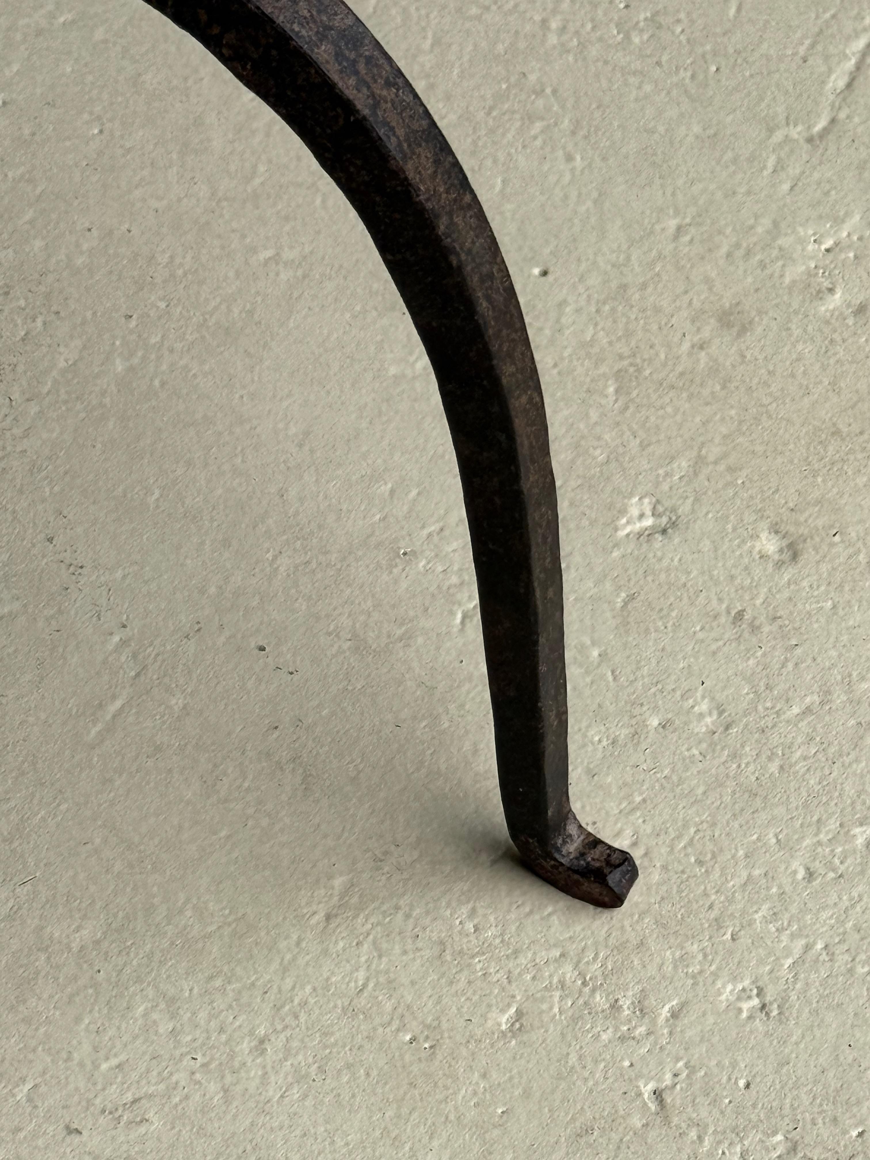 Vintage-Inspired French Iron Drinks Table with Dark Gilt Patina For Sale 2