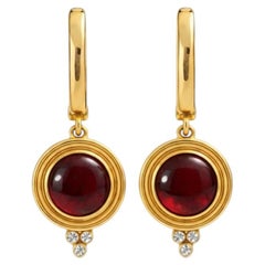 Vintage inspired Garnet and Colorless Topaz Drop Earrings silver, gold
