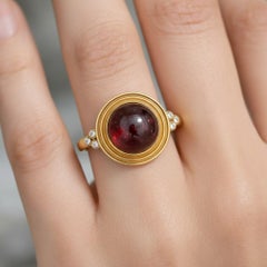 Vintage inspired Garnet and Topaz Ring in silver, gold