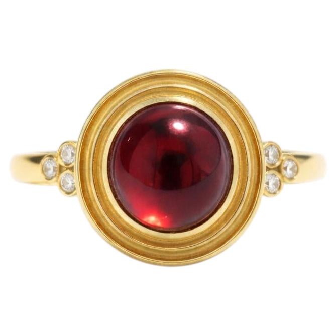 Vintage inspired Garnet and Topaz Ring in silver, gold
