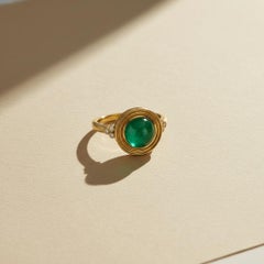 Vintage inspired Green Onyx and Topaz Ring in silver, gold