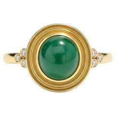 Vintage inspired Green Onyx and Topaz Ring in silver, gold