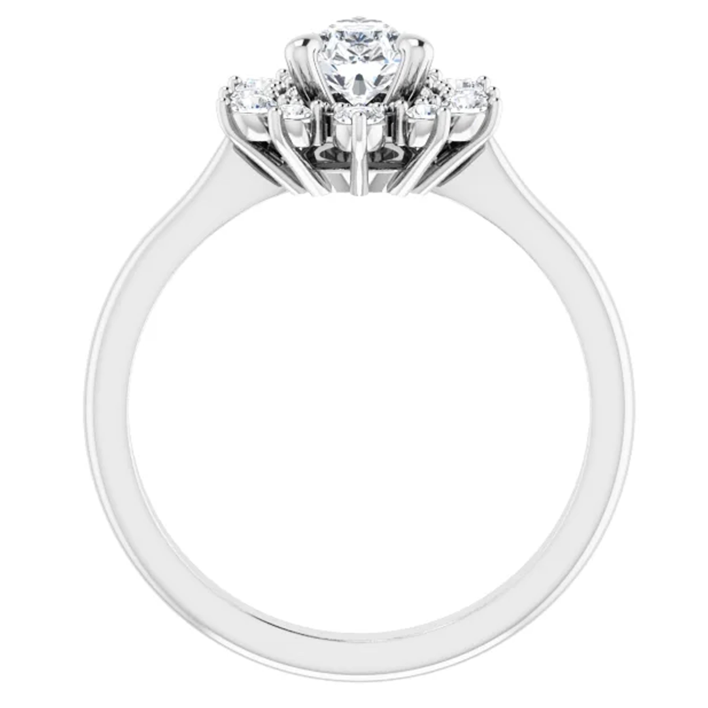 Lustrous white diamonds amplify the GIA certified center  diamond and make it appear bigger as they surround the halo of this engagement ring. Intricate milgrain detailing creates heirloom appeal.

Matching band sold separately.

Center Stone:
1