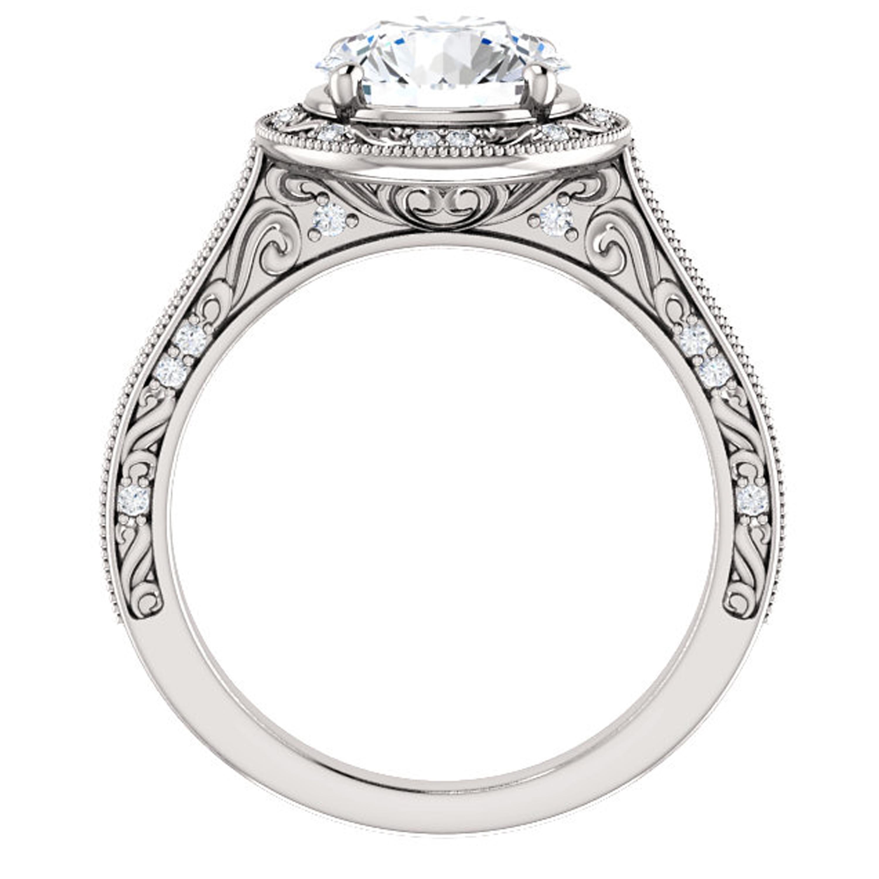 vintage inspired round diamond engagement ring