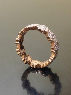 Vintage Inspired Handmade 18K Rose Gold Eternity Diamond Engagement Band
