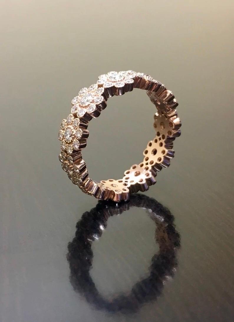 Fascia di fidanzamento con diamante per l'eternità in oro rosa 18 carati di ispirazione vintage realizzata a mano In condizioni Nuovo in vendita a Los Angeles, CA