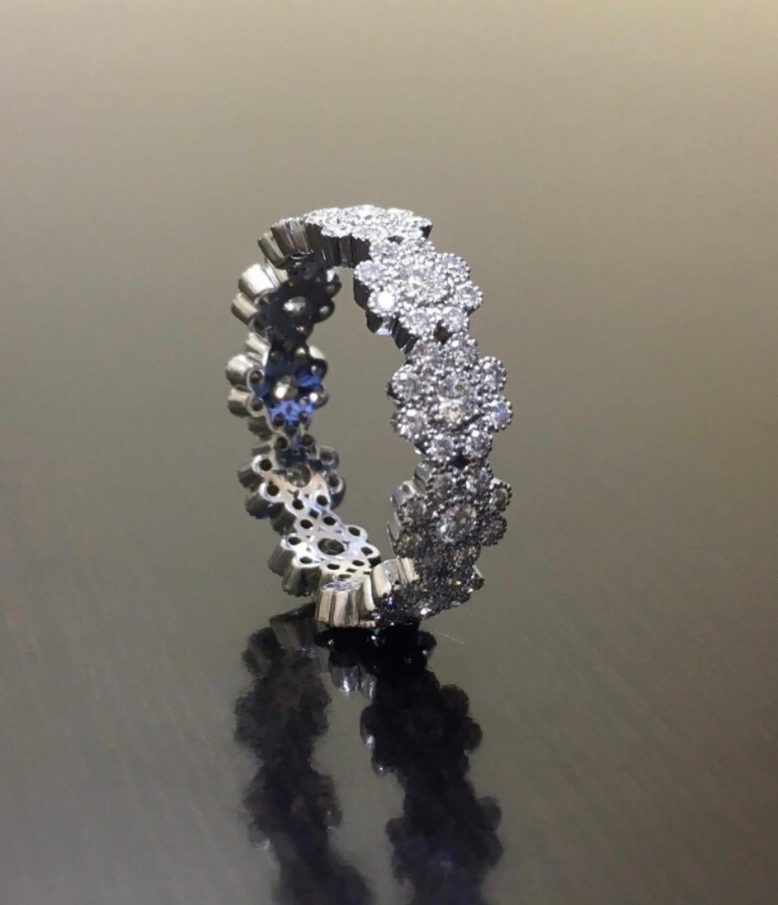 Vintage Inspired Handmade Platinum Eternity Diamond Engagement Ring For Sale 2