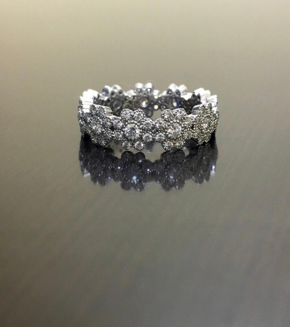 Vintage Inspired Handmade Platinum Eternity Diamond Engagement Ring For Sale 3